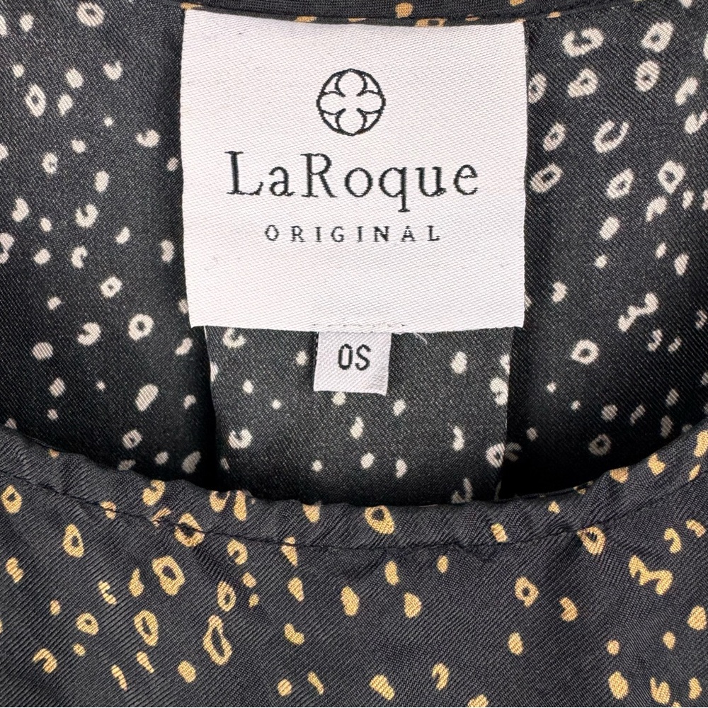 LaRoque Original Sz OS Black & Gold V Neck Tunic 100% Silk Luxury‎ - Picture 3 of 12